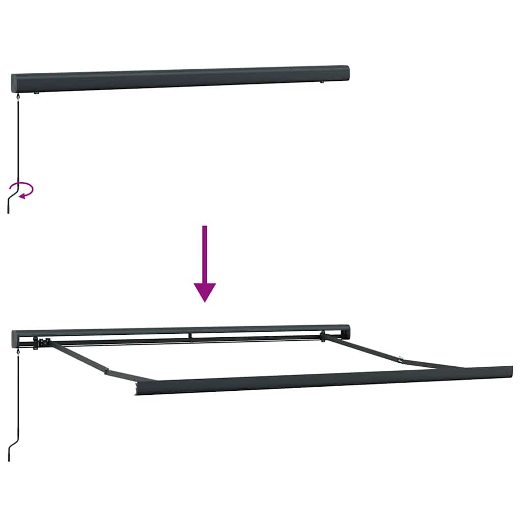 Markise Einziehbar Anthrazit und Weiß 3x2,5 m Stoff & Aluminium