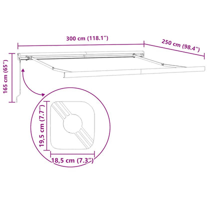 Markise Einziehbar Anthrazit und Weiß 3x2,5 m Stoff & Aluminium