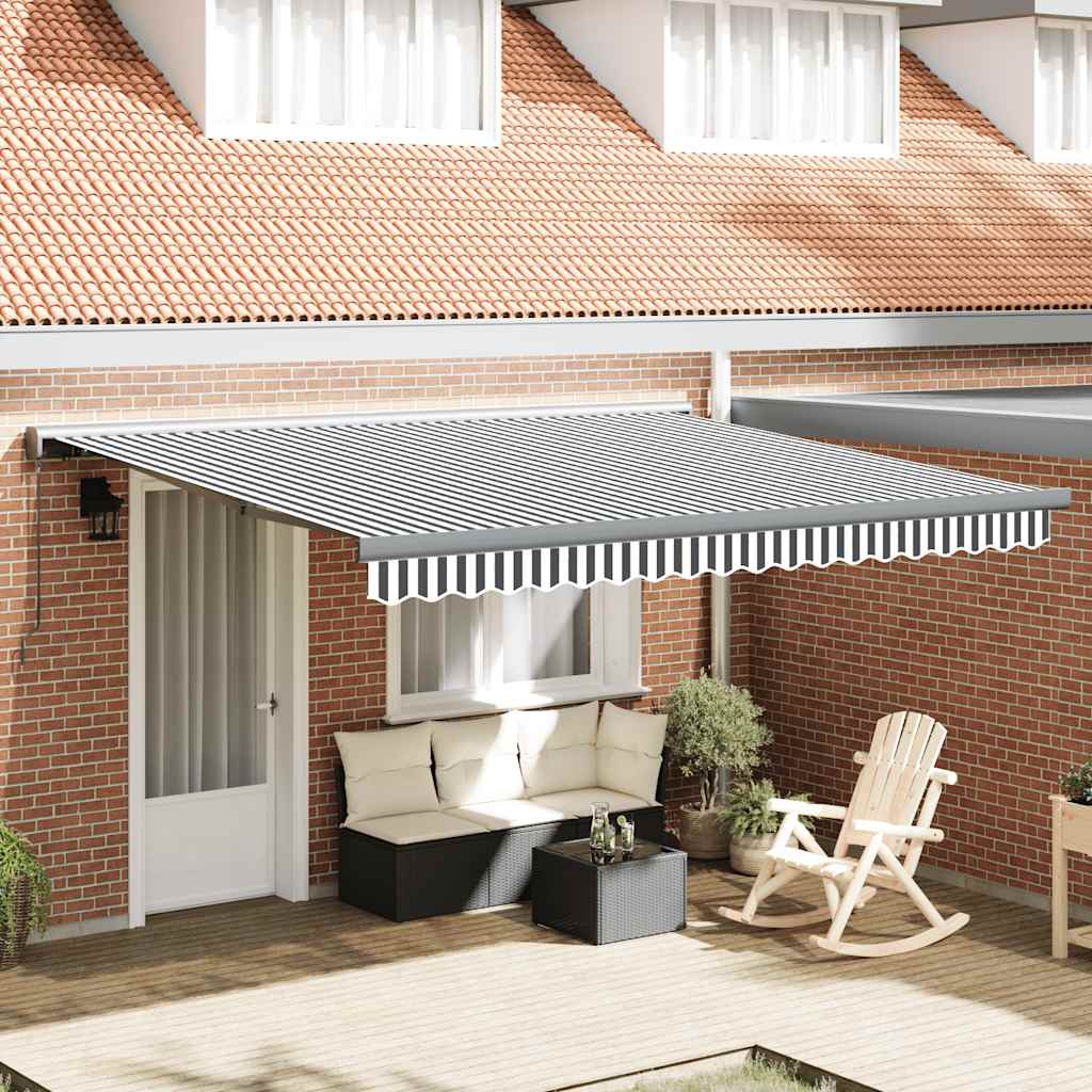 Markise Einziehbar Anthrazit und Weiß 4x3 m Stoff und Aluminium