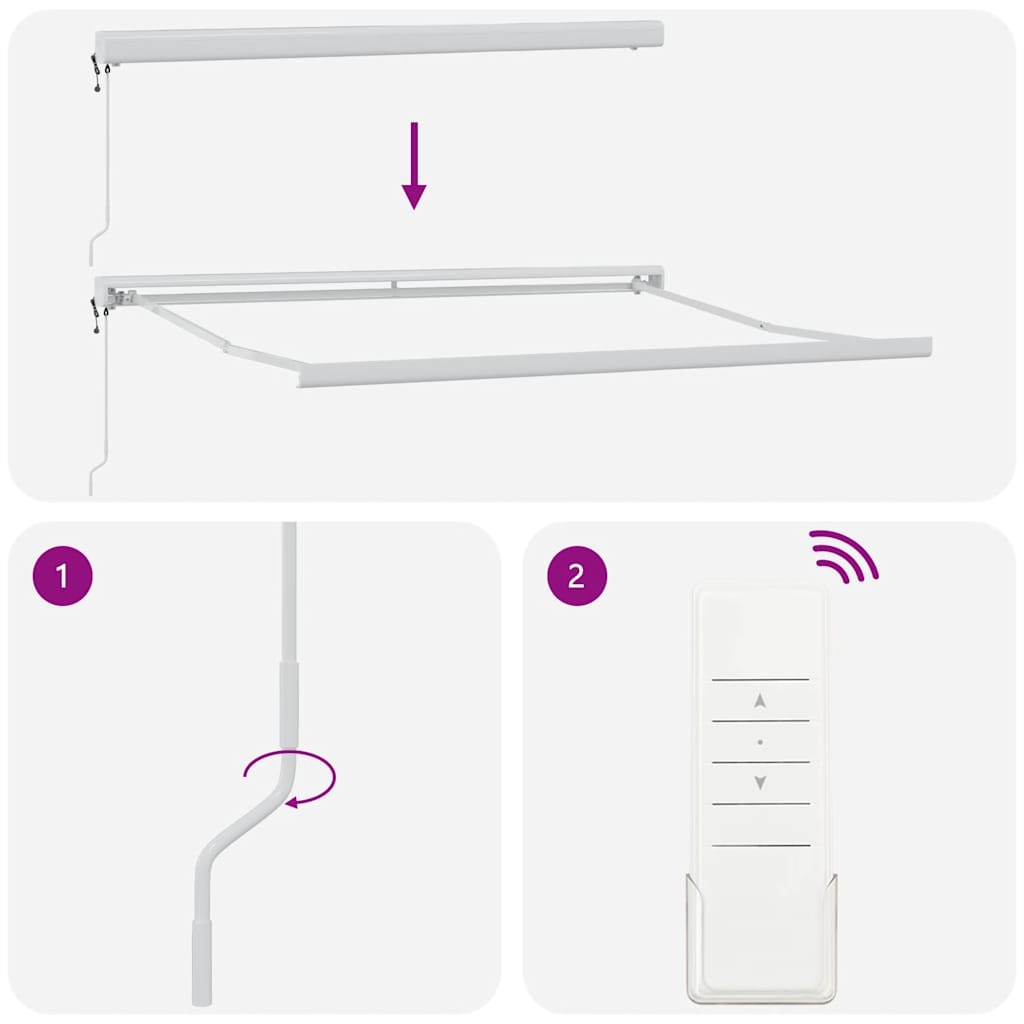 Markise Einziehbar Anthrazit und Weiß 3x2,5 m Stoff & Aluminium