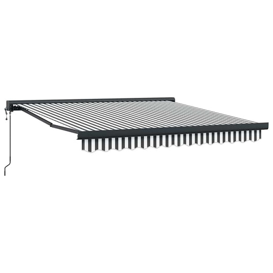 Markise Einziehbar Anthrazit und Weiß 3x2,5 m Stoff & Aluminium