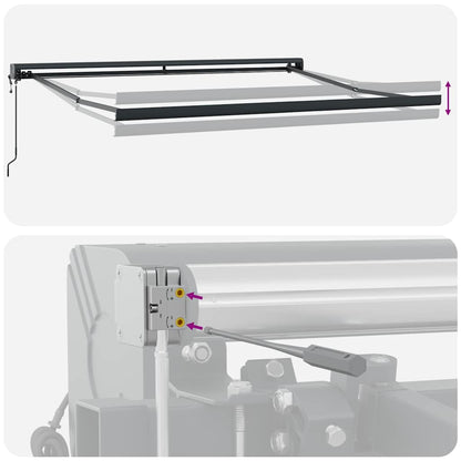 Markise Einziehbar Anthrazit und Weiß 3x2,5 m Stoff & Aluminium