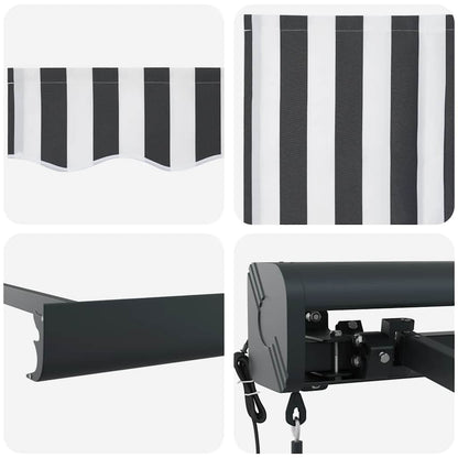 Markise Einziehbar Anthrazit und Weiß 3x2,5 m Stoff & Aluminium