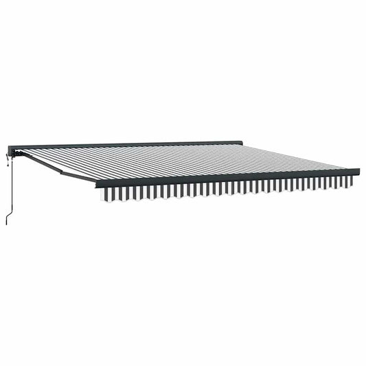 Markise Einziehbar Anthrazit und Weiß 4x3 m Stoff und Aluminium
