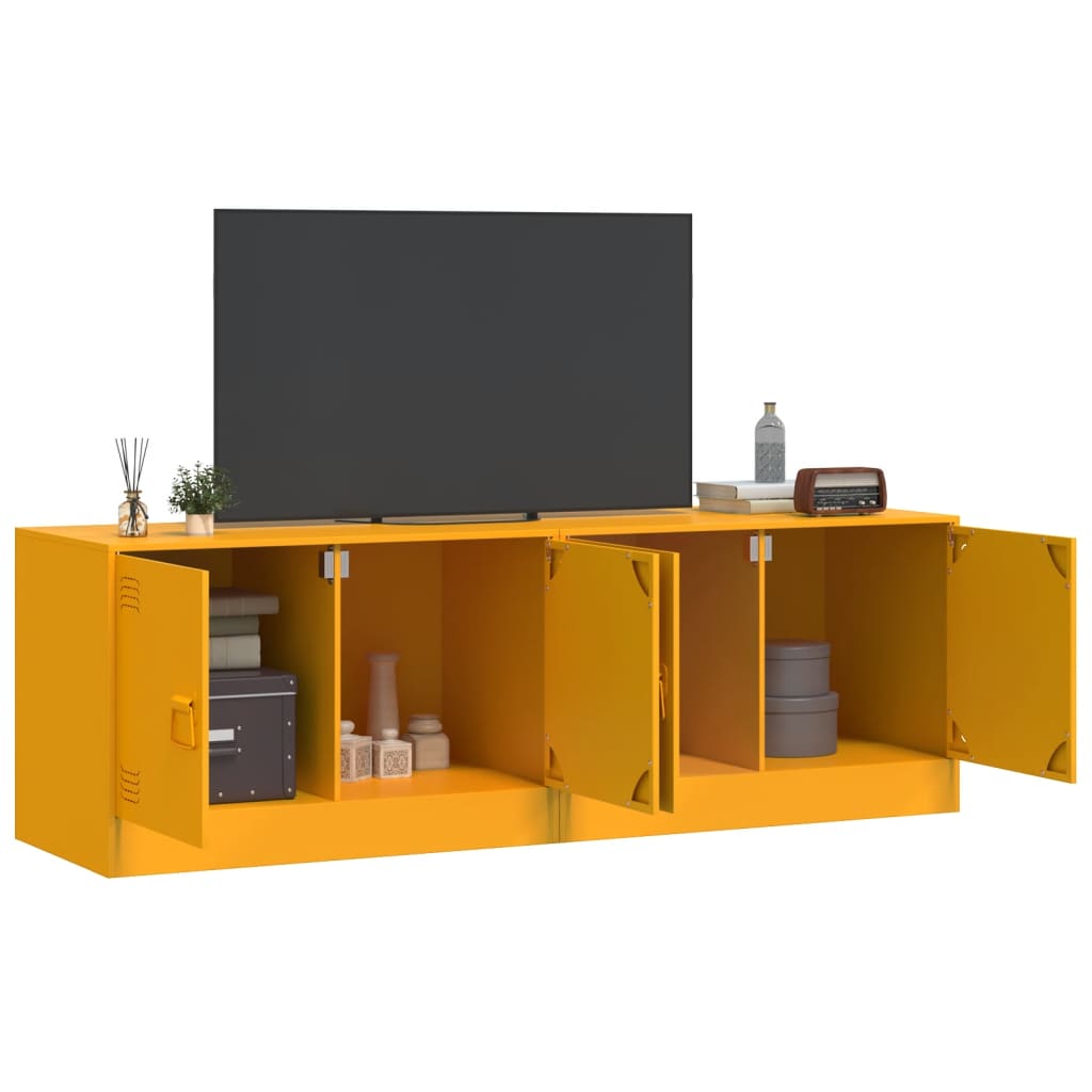 TV-skabe 2 stk Sennepsgul 67x39x44 cm Stål