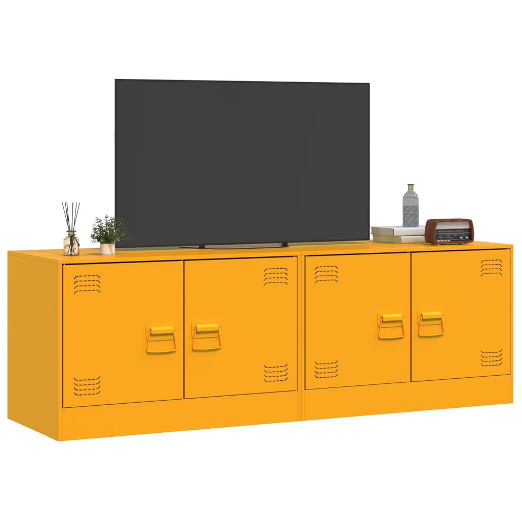 TV-skabe 2 stk Sennepsgul 67x39x44 cm Stål