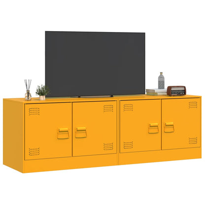 TV-skabe 2 stk Sennepsgul 67x39x44 cm Stål