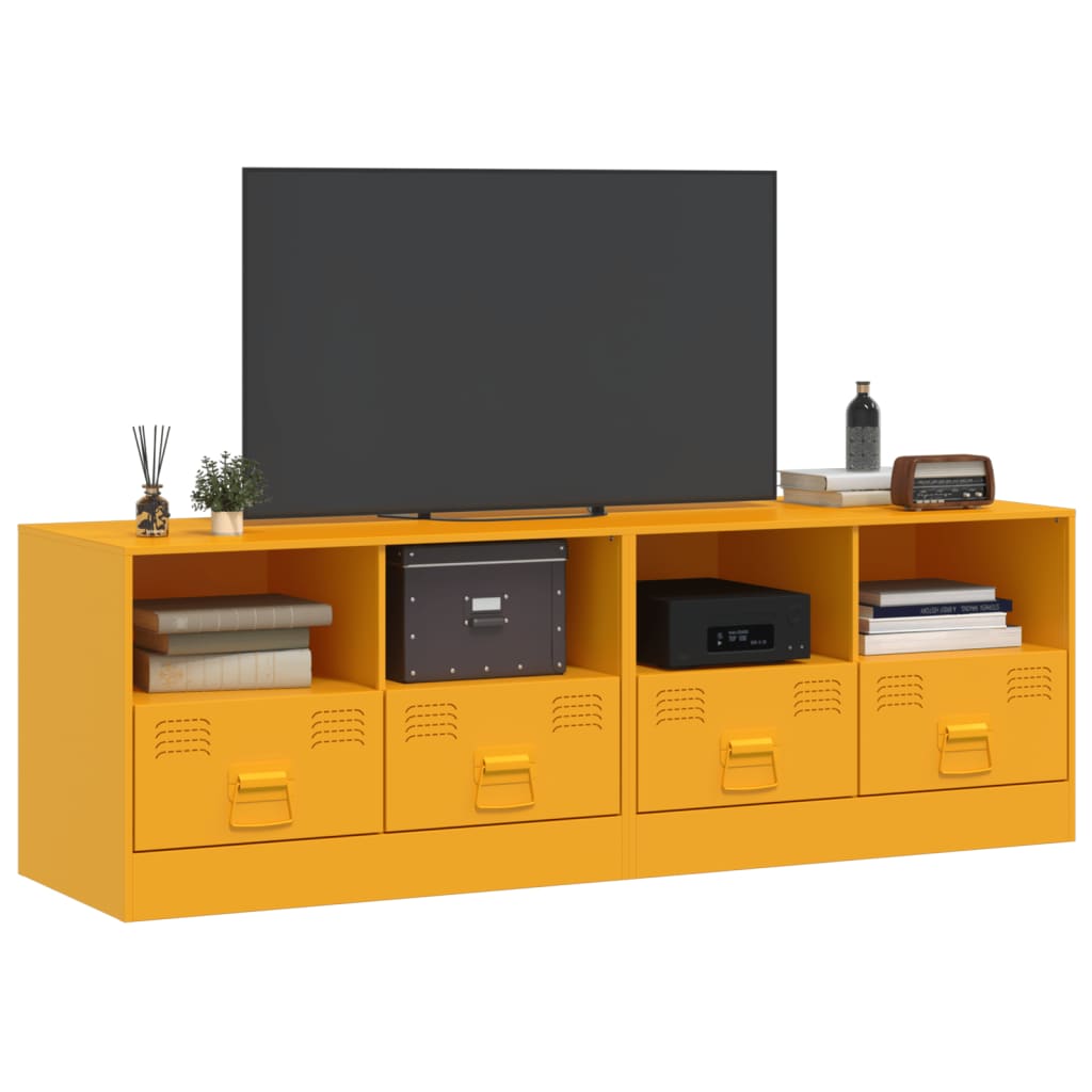 TV-skabe 2 stk Sennepsgul 67x39x44 cm Stål