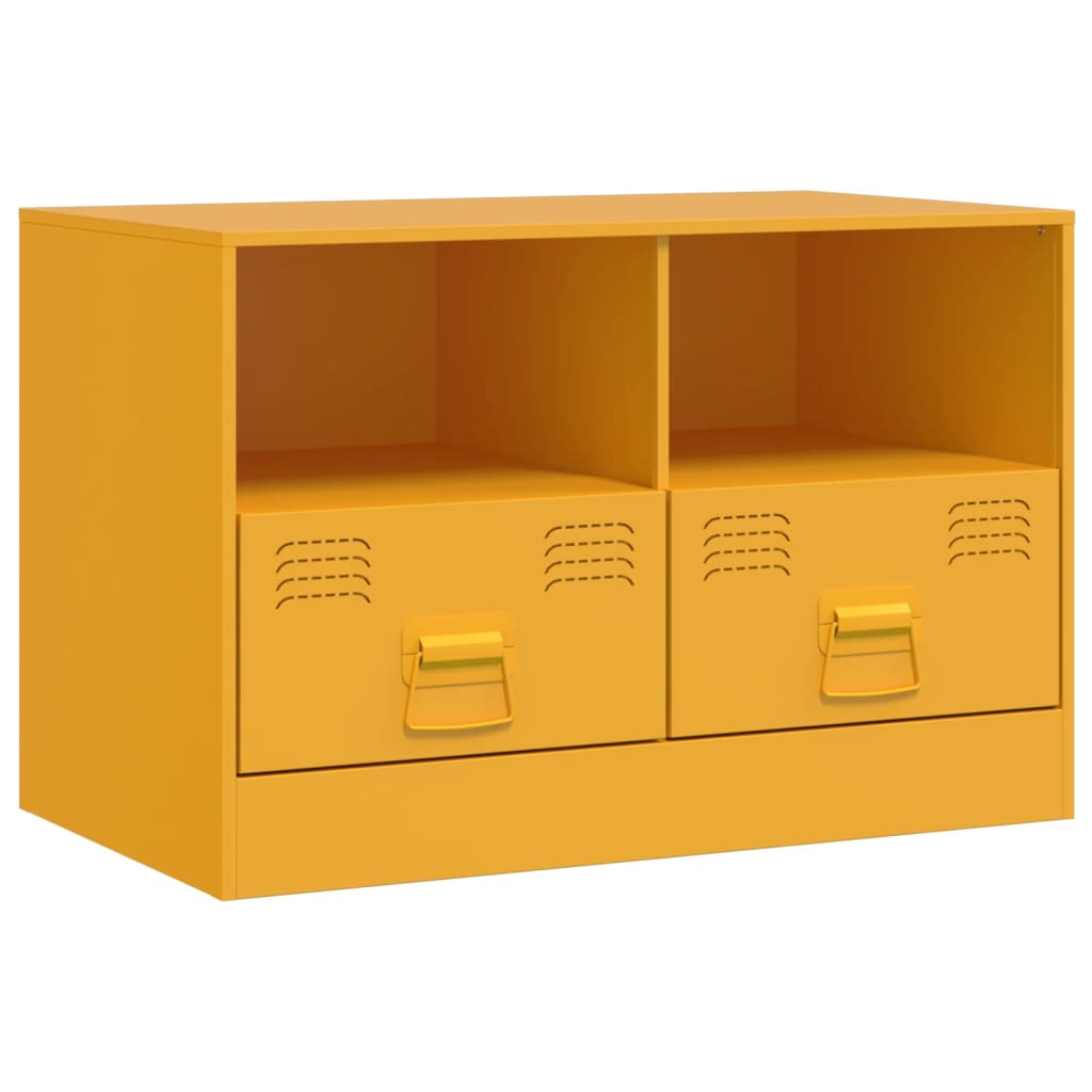 TV-skabe 2 stk Sennepsgul 67x39x44 cm Stål