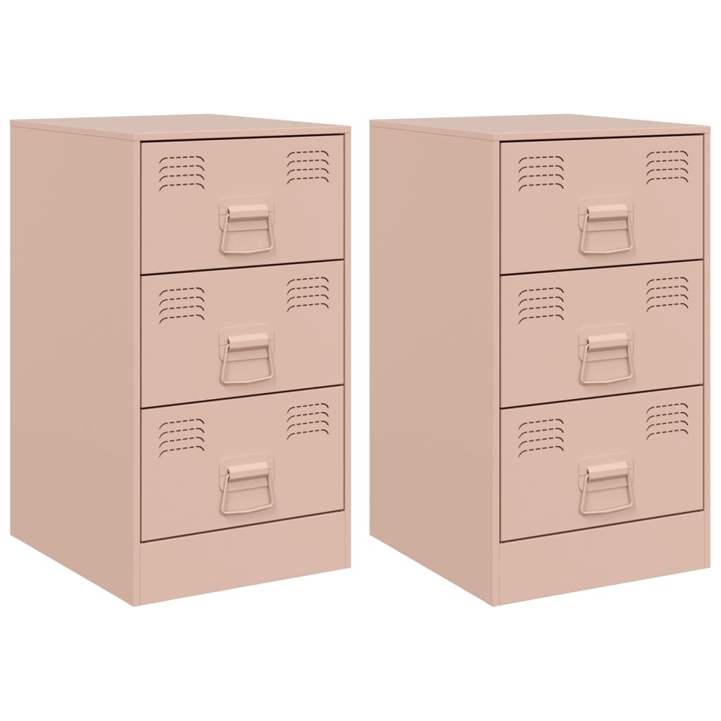 Nachttische 2 Stk. Rosa 34,5x39x62 cm Stahl