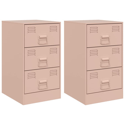 Nachttische 2 Stk. Rosa 34,5x39x62 cm Stahl
