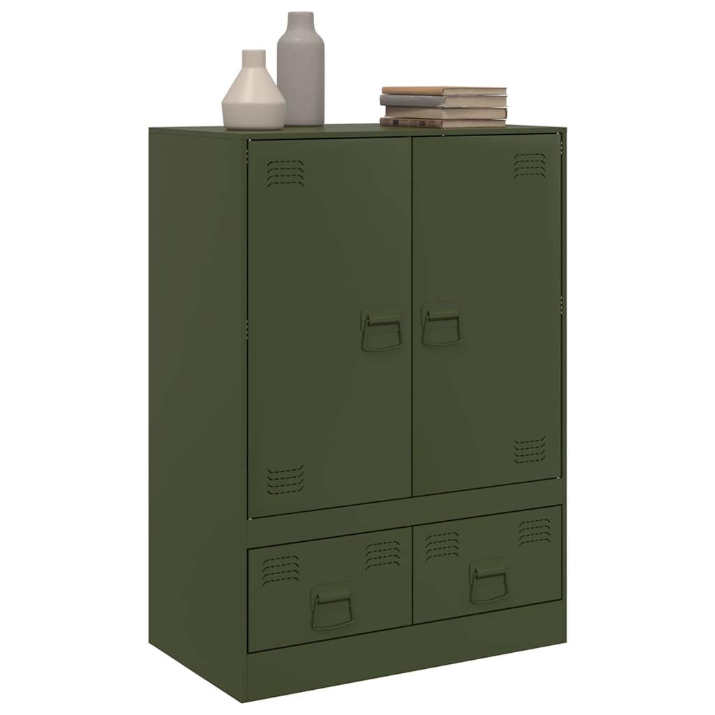 Highboard Olivgrün 67x39x95 cm Stahl