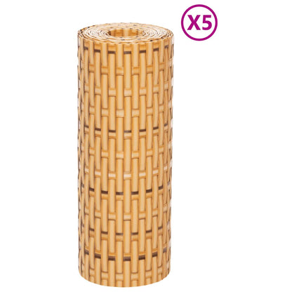 Balkon privatskærme 5 stk lysebrun 255x19 cm polyrattan