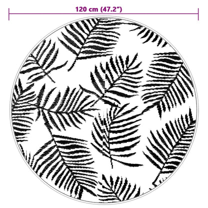 Outdoor-Teppich ARAKIL Weiß und Schwarz Ø120 cm PP