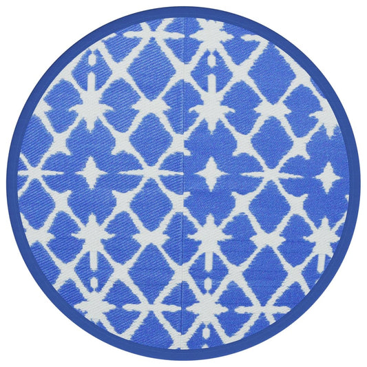 Outdoor-Teppich ARAKIL Blau und Weiß Ø120 cm PP