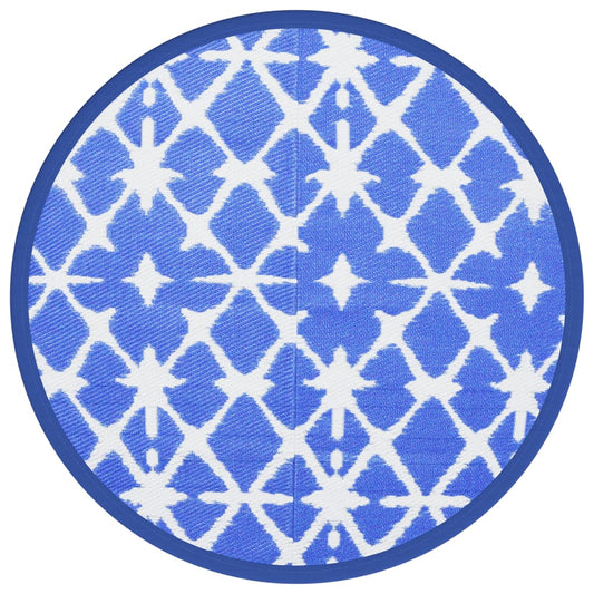 Outdoor-Teppich ARAKIL Blau und Weiß Ø160 cm PP