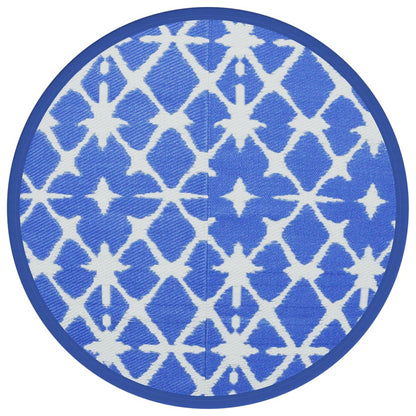 Outdoor-Teppich ARAKIL Blau und Weiß Ø200 cm PP