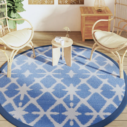 Outdoor-Teppich ARAKIL Blau und Weiß Ø200 cm PP
