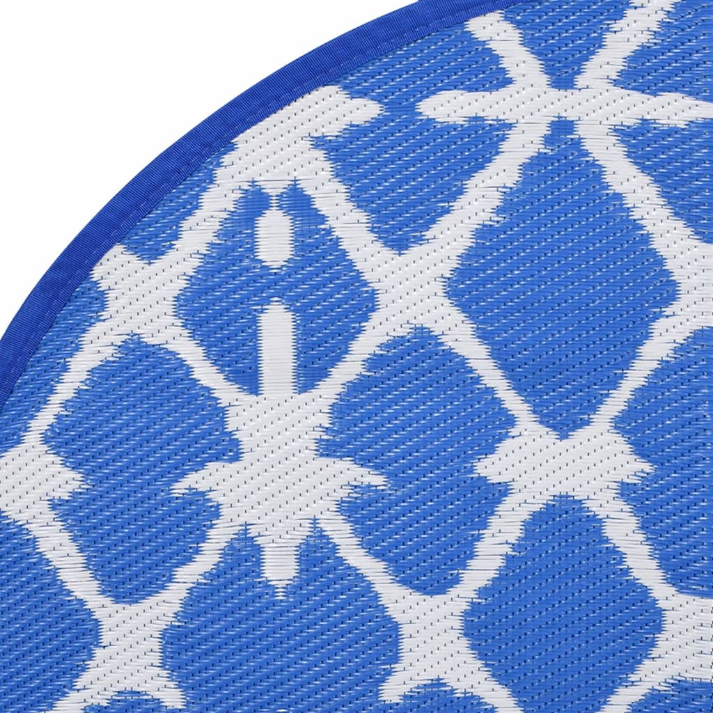 Outdoor-Teppich ARAKIL Blau und Weiß Ø200 cm PP