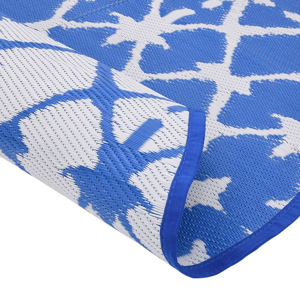 Outdoor-Teppich ARAKIL Blau und Weiß Ø200 cm PP