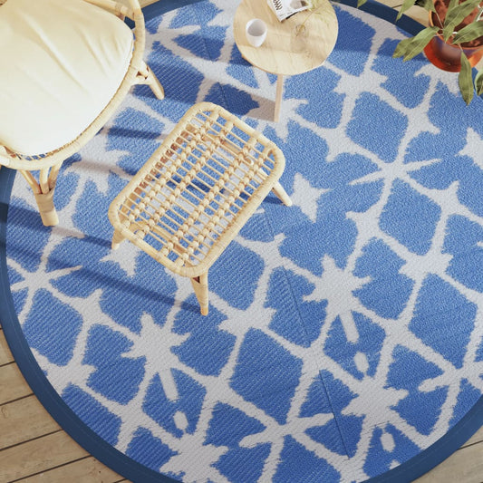 Outdoor-Teppich ARAKIL Blau und Weiß Ø200 cm PP