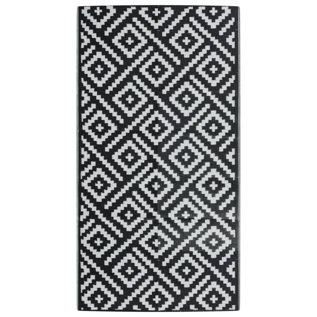 Outdoor-Teppich ARAKIL Weiß und Schwarz 80x150 cm PP
