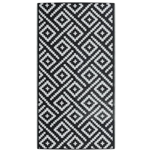 Outdoor-Teppich ARAKIL Weiß und Schwarz 80x150 cm PP