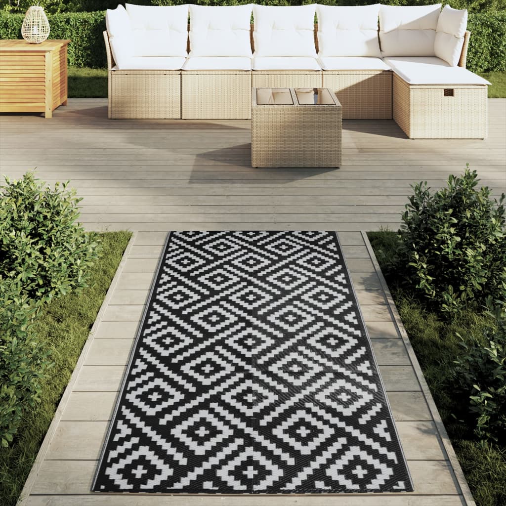 Outdoor-Teppich ARAKIL Weiß und Schwarz 80x150 cm PP
