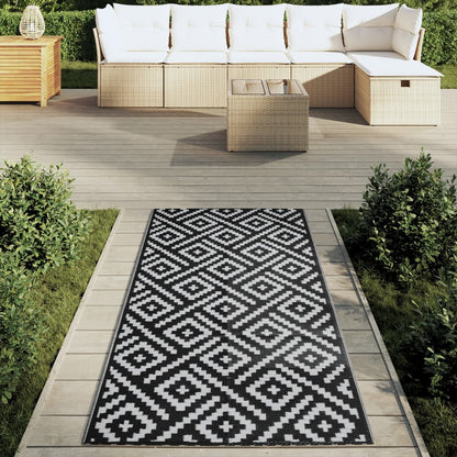 Outdoor-Teppich ARAKIL Weiß und Schwarz 80x150 cm PP
