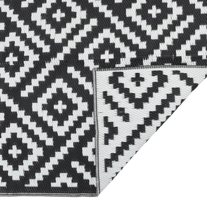 Outdoor-Teppich ARAKIL Weiß und Schwarz 80x150 cm PP