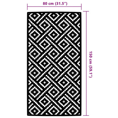 Outdoor-Teppich ARAKIL Weiß und Schwarz 80x150 cm PP