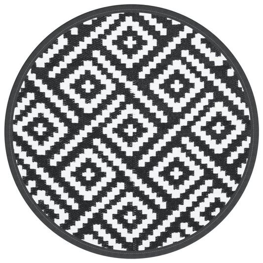 Outdoor-Teppich ARAKIL Weiß und Schwarz Ø160 cm PP