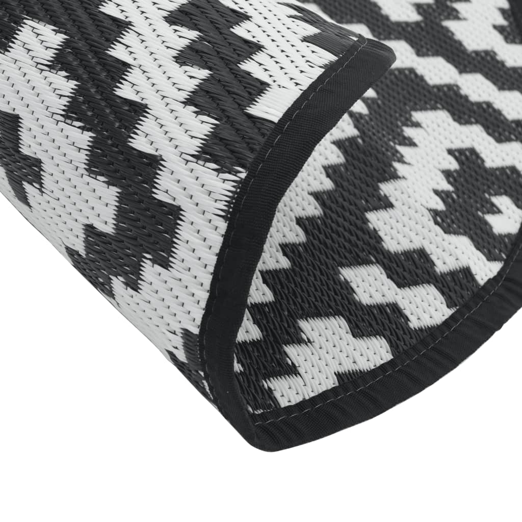 Outdoor-Teppich ARAKIL Weiß und Schwarz Ø160 cm PP