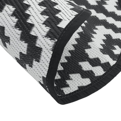 Outdoor-Teppich ARAKIL Weiß und Schwarz Ø160 cm PP