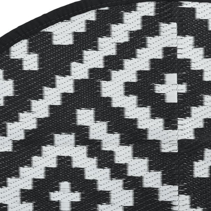 Outdoor-Teppich ARAKIL Weiß und Schwarz Ø160 cm PP