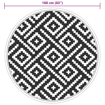 Outdoor-Teppich ARAKIL Weiß und Schwarz Ø160 cm PP