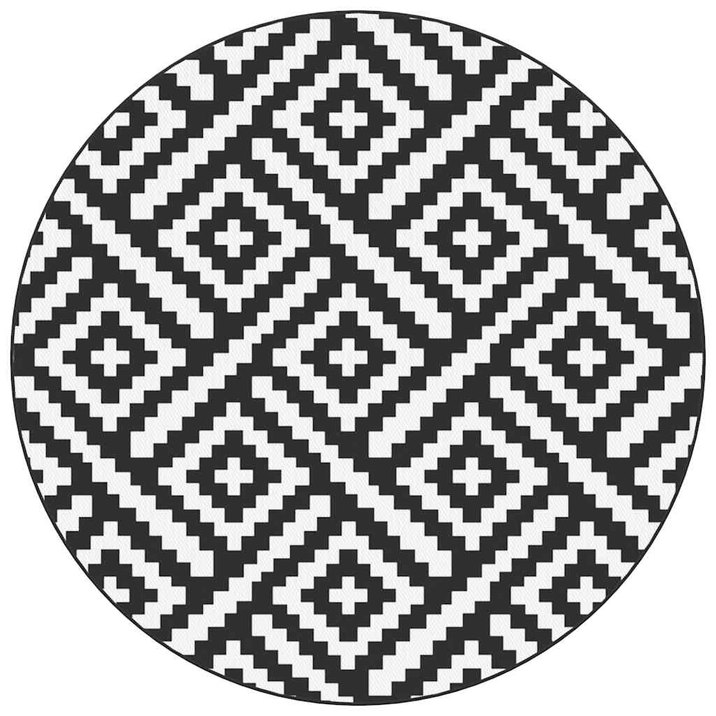Outdoor-Teppich ARAKIL Weiß und Schwarz Ø200 cm PP