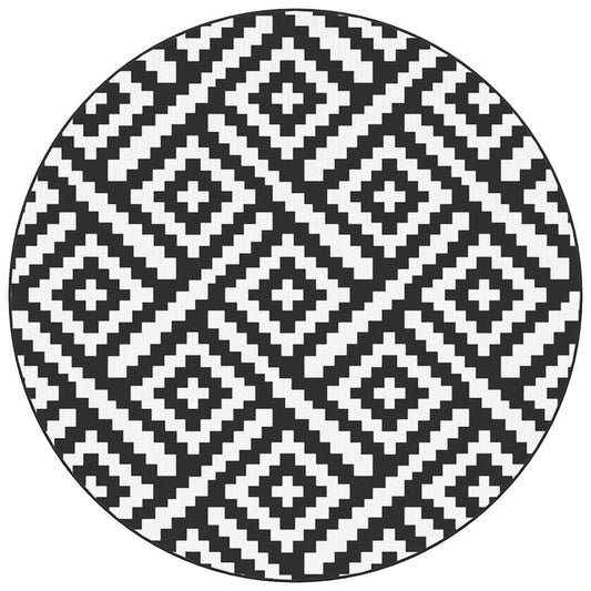 Outdoor-Teppich ARAKIL Weiß und Schwarz Ø200 cm PP