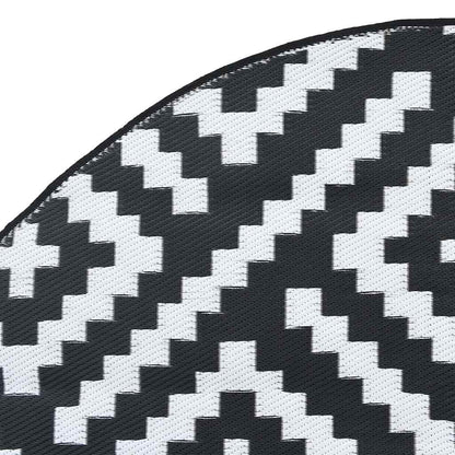 Outdoor-Teppich ARAKIL Weiß und Schwarz Ø200 cm PP