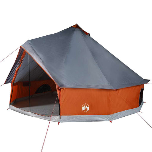 Tipi-Familienzelt 8 Personen Grau und Orange Wasserdicht