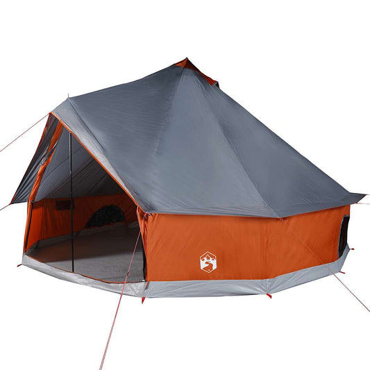 Tipi-Familienzelt 10 Personen Grau und Orange Wasserdicht