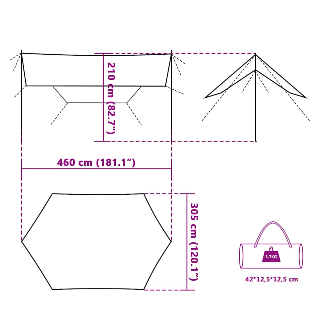 Tarp Blau 460x305x210 cm Wasserdicht