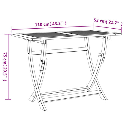 Gartentisch Klappbar 110x55x75 cm Massivholz Akazie