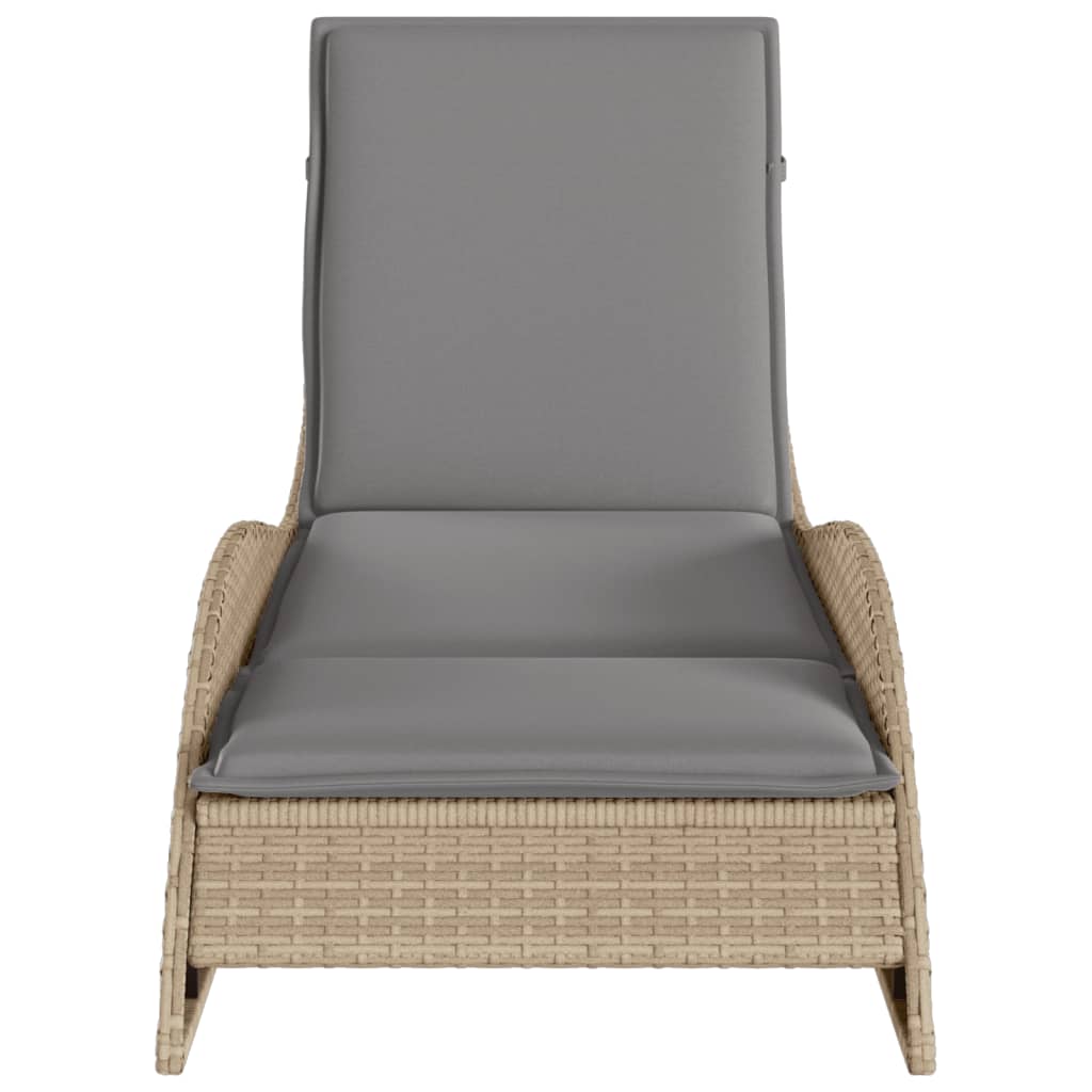 Solseng med pude Beige 60x205x73 cm Poly Rattan