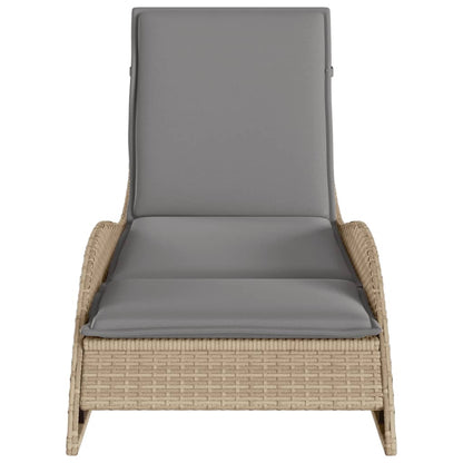 Solseng med pude Beige 60x205x73 cm Poly Rattan