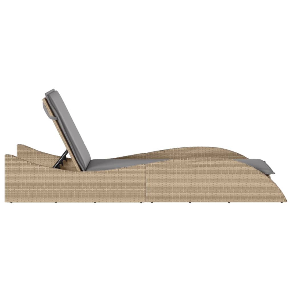Solseng med pude Beige 60x205x73 cm Poly Rattan