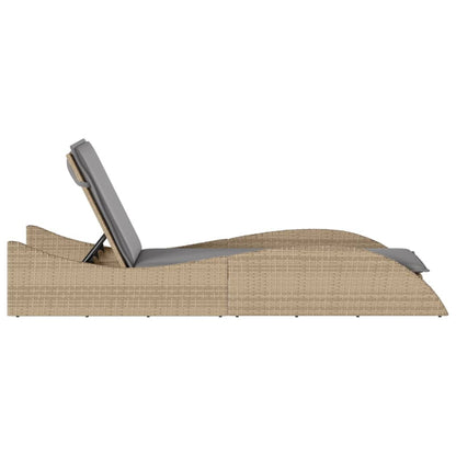 Solseng med pude Beige 60x205x73 cm Poly Rattan