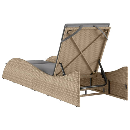 Solseng med pude Beige 60x205x73 cm Poly Rattan