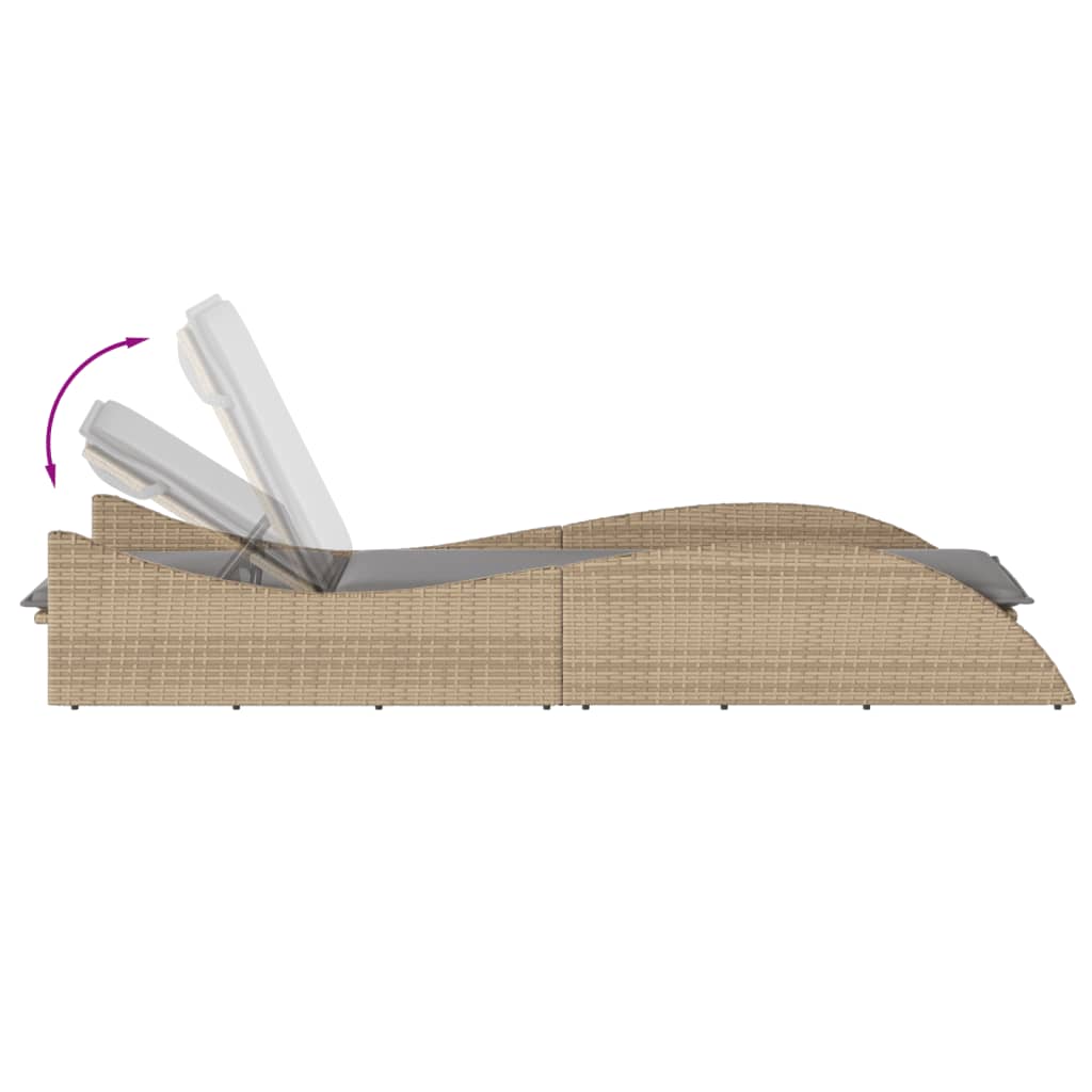 Solseng med pude Beige 60x205x73 cm Poly Rattan