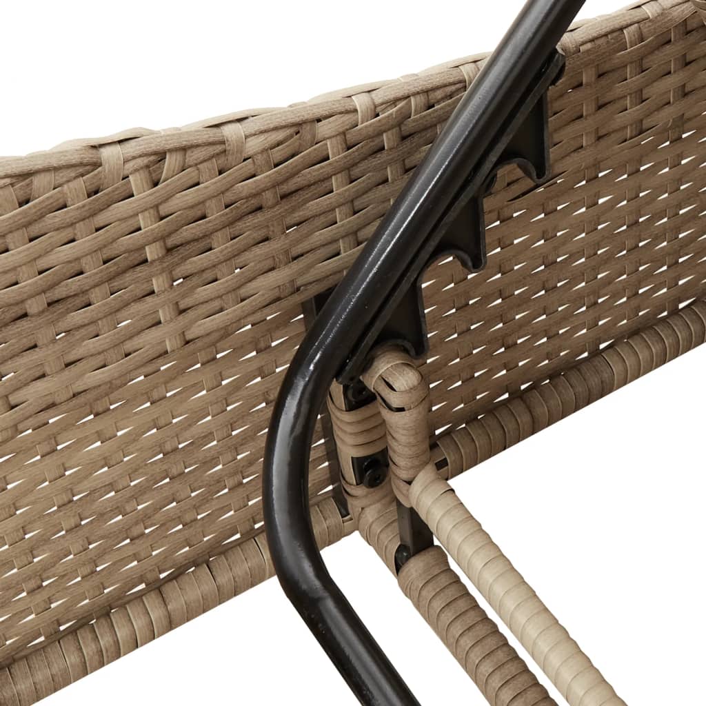 Solseng med pude Beige 60x205x73 cm Poly Rattan